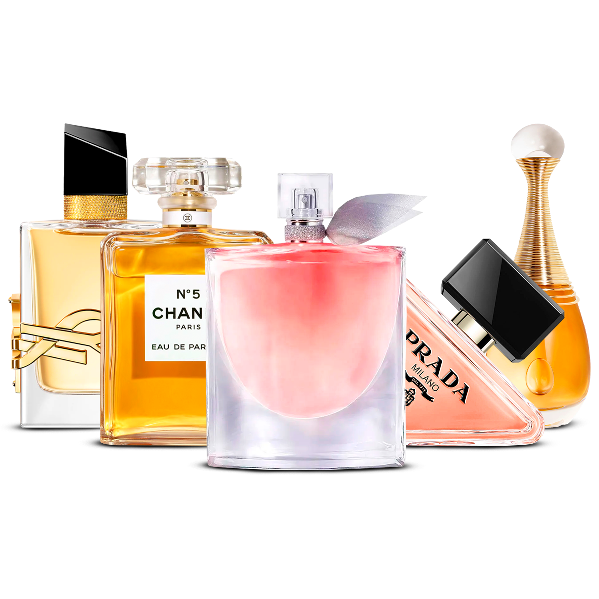 Set de 5 parfumuri – Yves Saint Laurent Libre, Chanel Nº5, La Vie Est Belle, Prada Paradoxe i J'adore [100 ml]